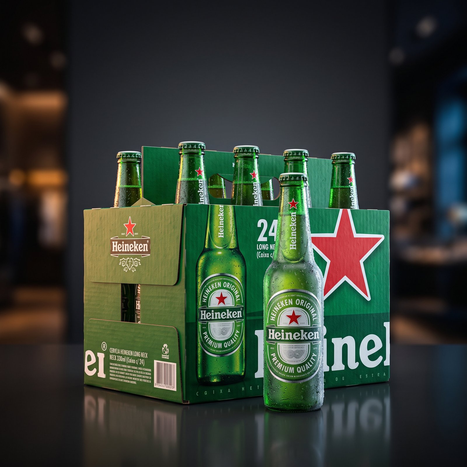 Cerveja Heineken Long Neck 330ml (Caixa c/ 24)